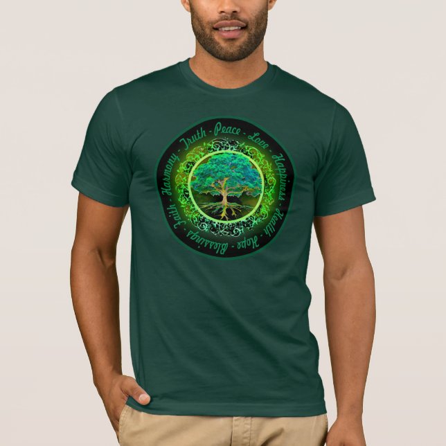 Camiseta Bendiciones, fe, árbol de la armonía de la vida en (Anverso)