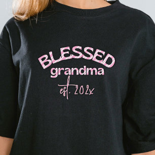 Camiseta Bendita Abuela del año establecido Candy Cane Pink