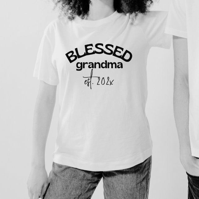 Camiseta Bendita abuela establecida año blanco negro (Subido por el creador)