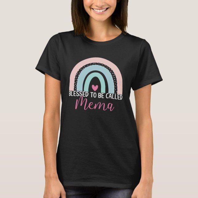 Camiseta Bendita Bendición De Ser Llamada Mema Boho Rainbow (Anverso)