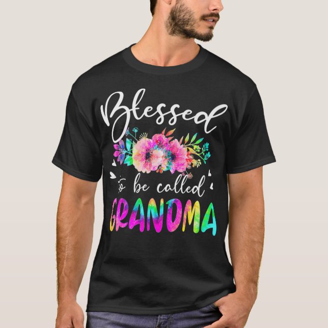 Camiseta Bendita De Ser Llamada Abuela Mamá Floral Tie Dye  (Anverso)