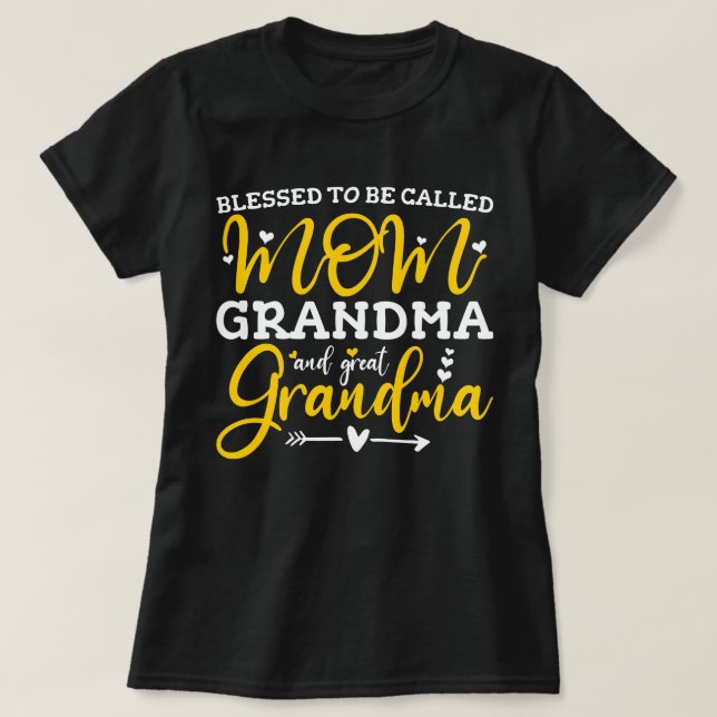 Camiseta Bendita De Ser Llamada Mamá Abuela Y Gran Abuela (Diseño del anverso)