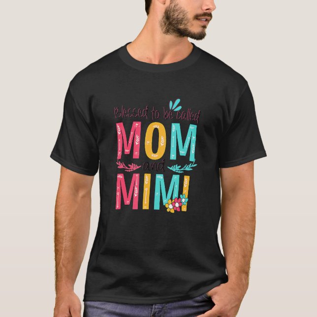 Camiseta Bendita De Ser Llamada Mamá Y Abuela Floral Mimi M (Anverso)