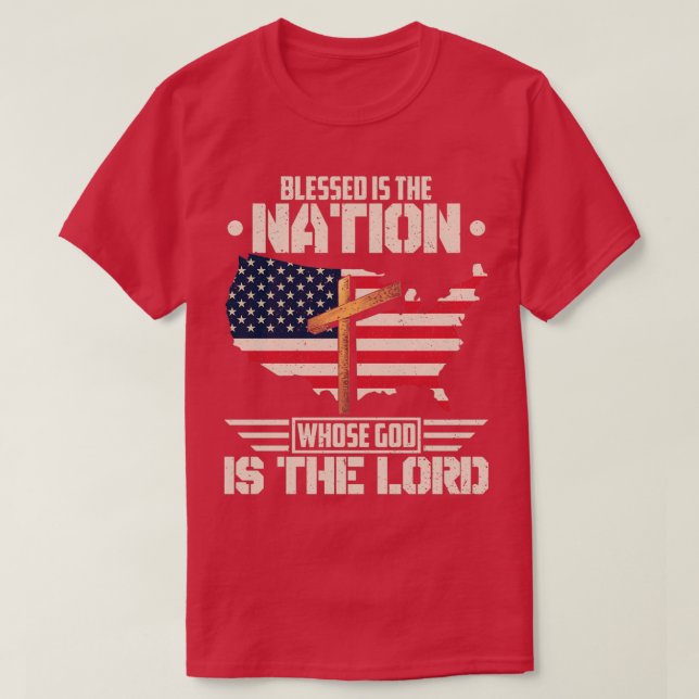 Camiseta Bendita Es La Nación Cuyo Dios Es El Señor. (Diseño del anverso)