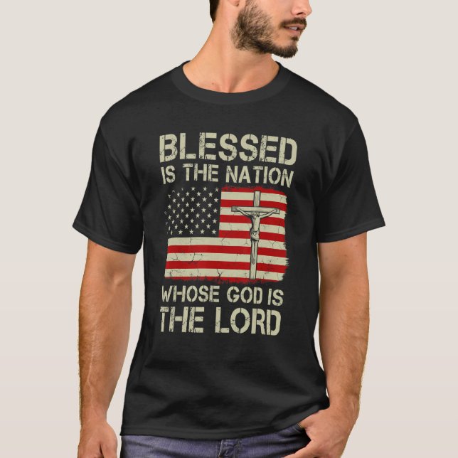 Camiseta Bendita Es La Nación Cuyo Dios Es El Señor America (Anverso)