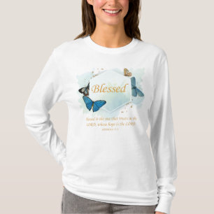 Camiseta Bendita - La fe cristiana de las mujeres mariposa 