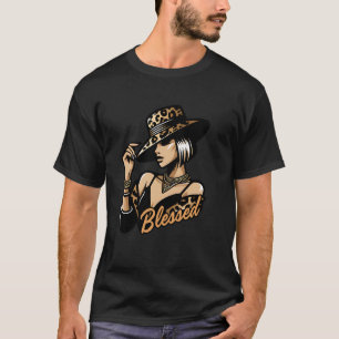 Camiseta Bendita lechera negra leopardo occidental swag afr