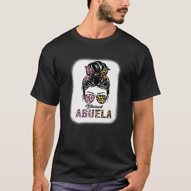 Camiseta Bendita leopardo de Abuela desordenado Bun Abuela  (Anverso)