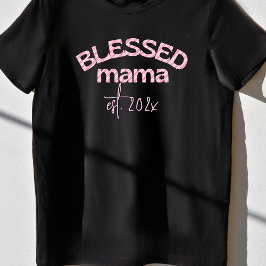Camiseta Bendita mamá año establecido caña de caña de caña