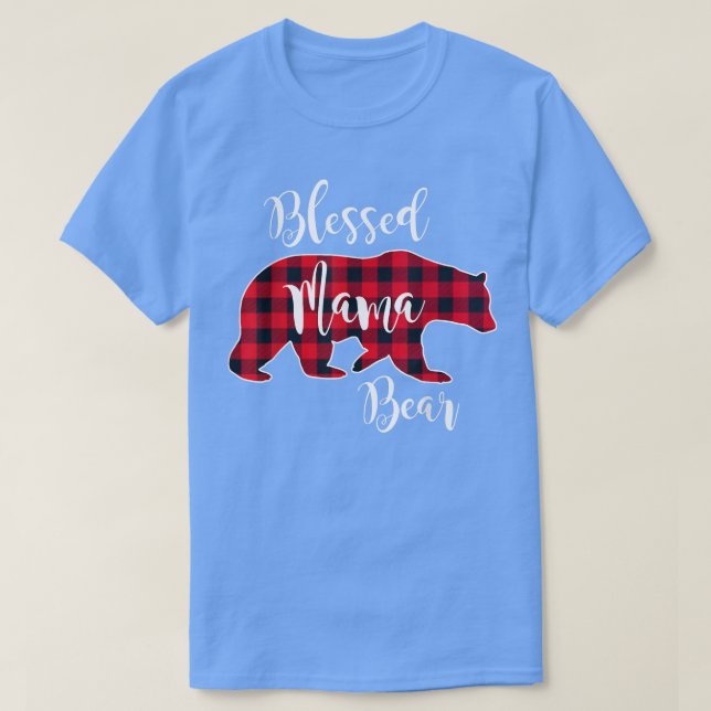 Camiseta Bendita mamá Bear Búfalo Check Paid Pattern Mom (Diseño del anverso)