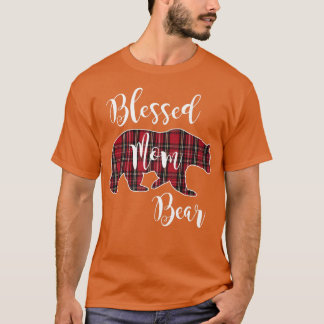 Camiseta Bendita mamá Bear Búfalo Cheque Patrón de Maquilla
