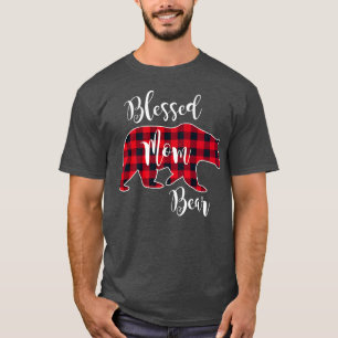 Camiseta Bendita mamá Bear Búfalo Cheque Patrón de Maquilla