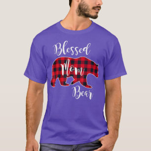 Camiseta Bendita mamá Bear Búfalo Cheque Patrón de Maquilla