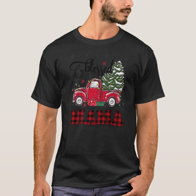 Camiseta Bendita Mamá Navidades Familia Encendió Camión Roj (Anverso)