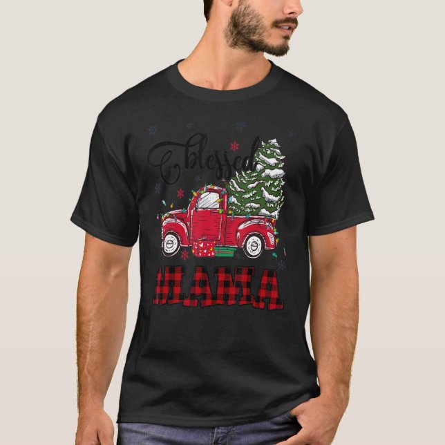 Camiseta Bendita Mamá Navidades Familia Encendió Camión Roj (Anverso)