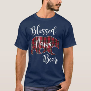 Camiseta Bendita Mamá Oso Tartán Rojo Patrón Mami Mot