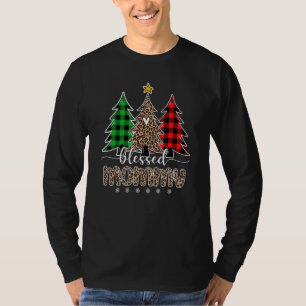 Camiseta Bendita mami leopardo Navidades Pine Tree Red Plai