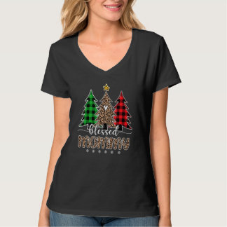 Camiseta Bendita mami leopardo Navidades Pine Tree Red Plai