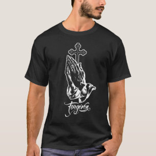 Camiseta Bendita mano de rezar de la cruz cristiana