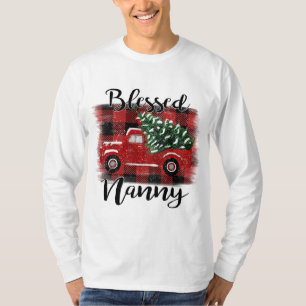 Camiseta Bendita Nanny Red Truck Vintage Christmas Tree