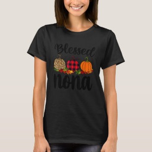 Camiseta Bendita nona Pumpkin Leopard Agradecida mujer