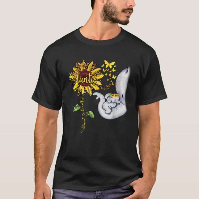 Camiseta Bendita Por Ser Llamada Auntie Elephant Sunflower (Anverso)