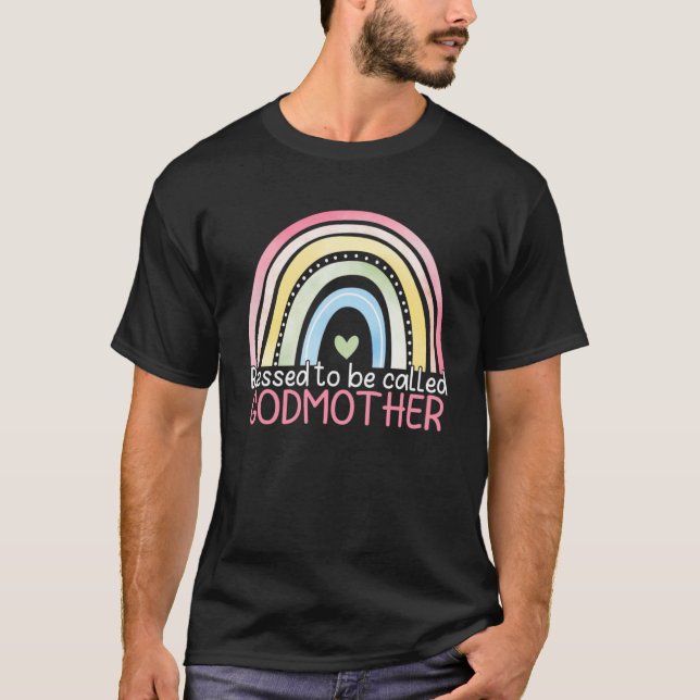 Camiseta Bendita Por Ser Llamada Madrina Arcoiris Feliz Mad (Anverso)
