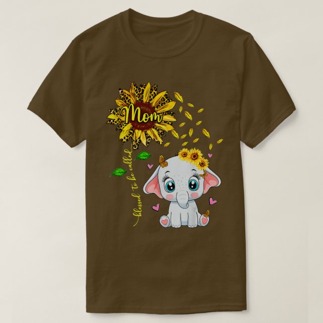 Camiseta Bendita Por Ser Llamada Mamá Elefante De Girasol (Diseño del anverso)