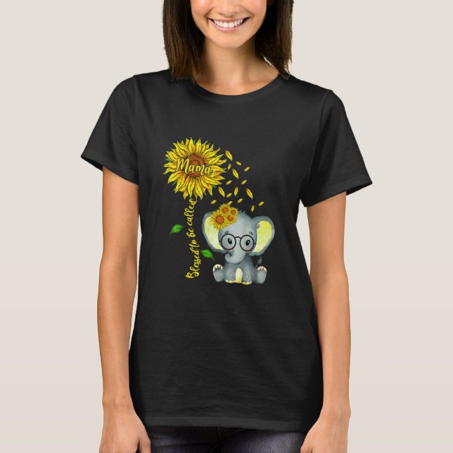 Camiseta Bendita Por Ser Llamada Mama Sunflower Elephant (Anverso)