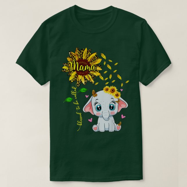 Camiseta Bendita Por Ser Llamada Mama Sunflower Elephant (Diseño del anverso)