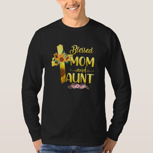 Camiseta Bendita Por Ser Llamada Mamá Y Tía Madre Girasol (Anverso)