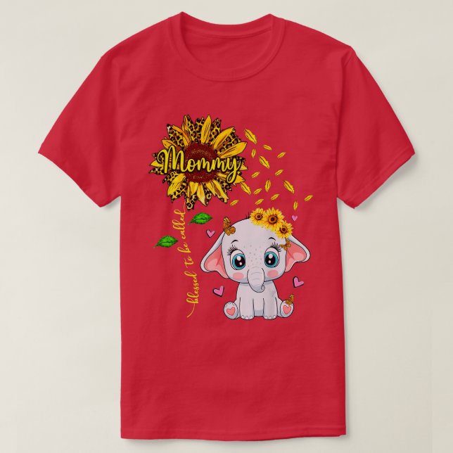 Camiseta Bendita Por Ser Llamada Mami Sunflower Elephant (Diseño del anverso)