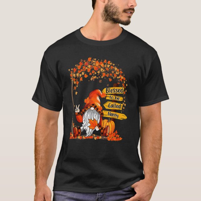 Camiseta Bendita Por Ser Llamada Nanny Gnome Caída Otoño Gr (Anverso)
