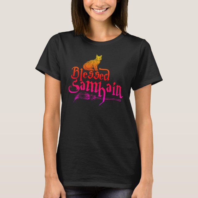 Camiseta Bendita Samhain - Escoba 1a para brujas (Anverso)