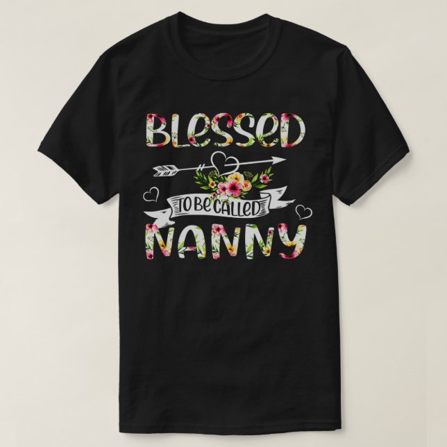 Camiseta Bendita sea llamada Nanny Floral Funny Grandma Mo (Diseño del anverso)