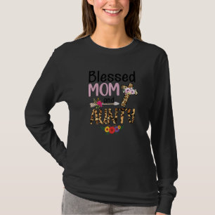 Camiseta Bendita tía Leopardo de las mujeres Floral madres 