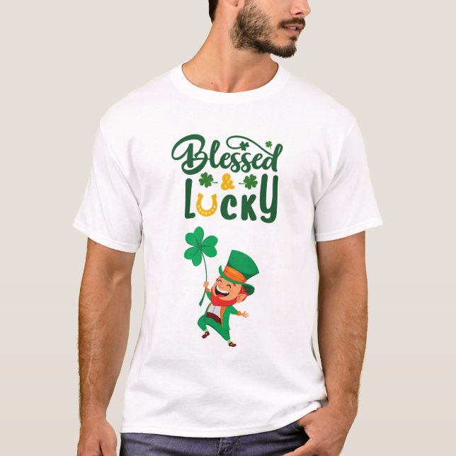 Camiseta Bendita y afortunada Leprechaun (Anverso)