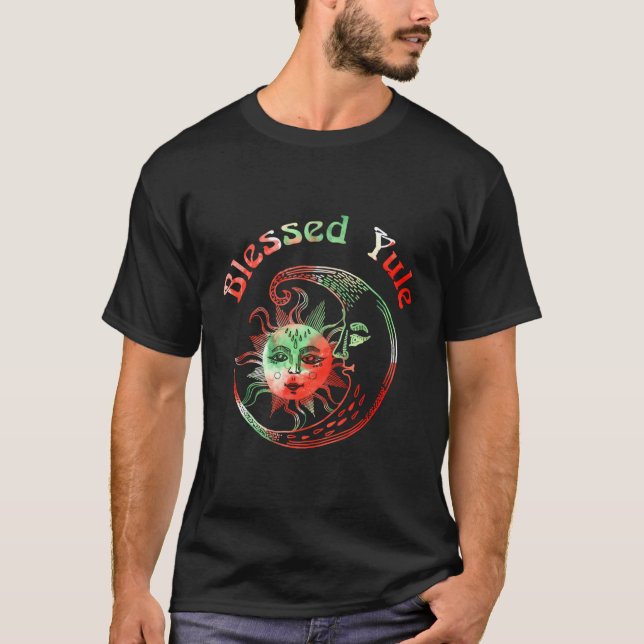 Camiseta Bendita Yule Tie Dye Moon Sun Solsticio de inviern (Anverso)