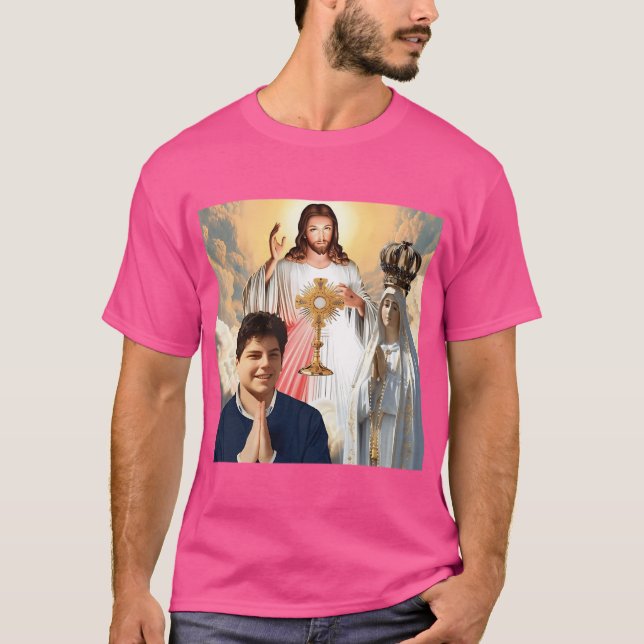 Camiseta Bendito Carlo Acutis Jesús Y Nuestra Señora De Fti (Anverso)