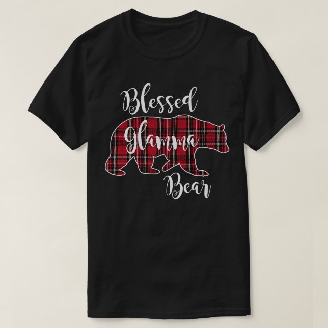 Camiseta Bendito Glamma Oso Rojo Tartán Plata Regalo Abuela (Diseño del anverso)