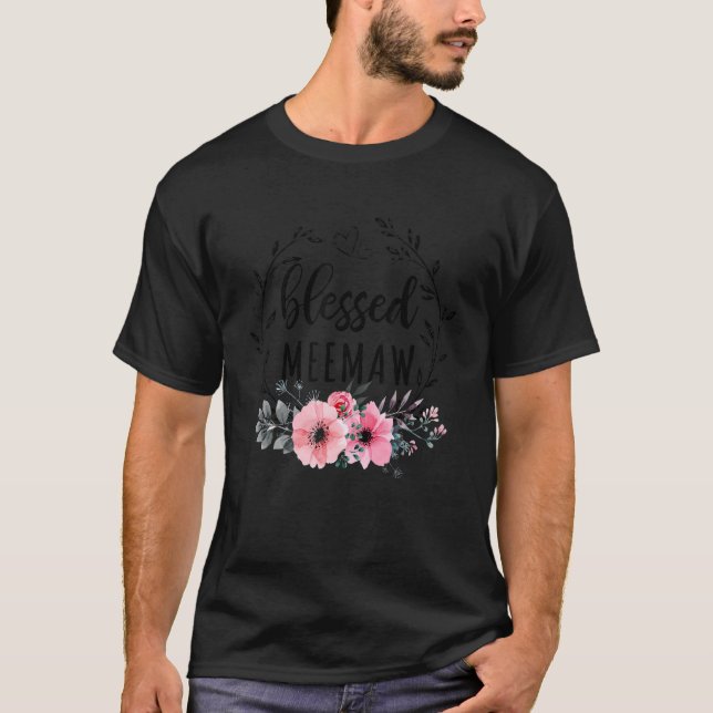 Camiseta Bendito Meemaw Para Mujeres Floral Decoración Madr (Anverso)