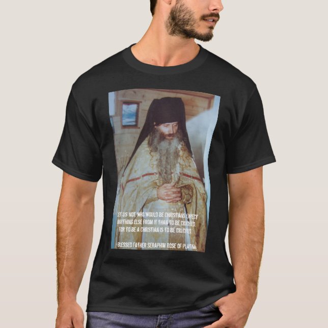 Camiseta Bendito padre Seraphim Rosa de Platina (Anverso)