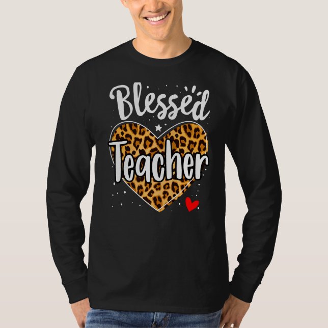 Camiseta Bendito profesor Leopard Heart Kindergarten Presch (Anverso)