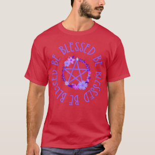 Camiseta Bendito sea Pentáculo Morado Floral Wiccan Pagan C