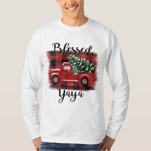 Camiseta Bendito Yaya Red Truck Vintage Christmas Tree