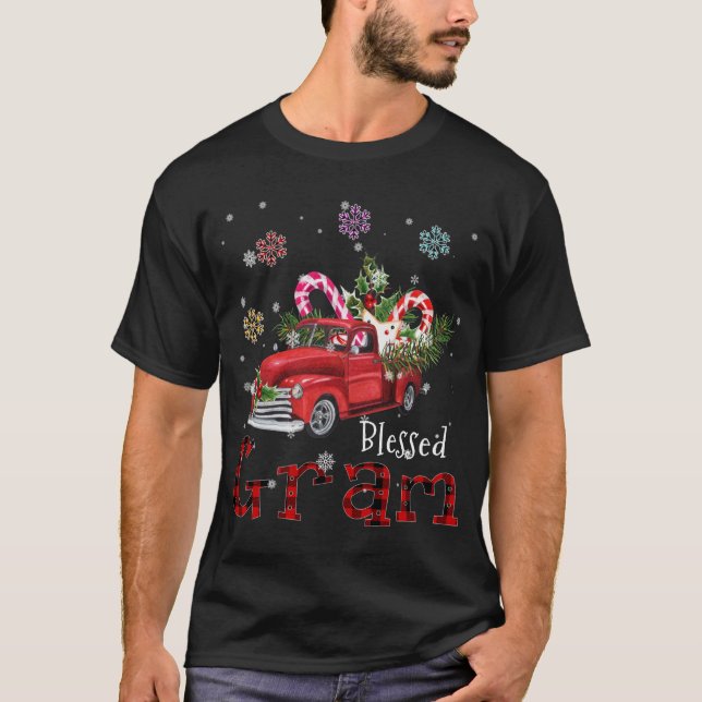 Camiseta Benditos Navidades Gram, regalo de camioneta roja  (Anverso)