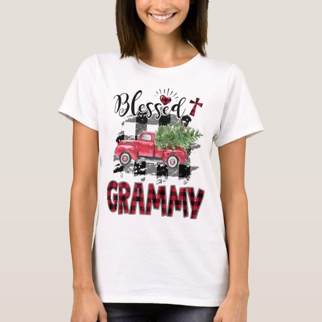 Camiseta Benditos Navidades Grammy Red-plaid (Anverso)