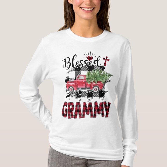 Camiseta Benditos Navidades Grammy Red-plaid (Anverso)