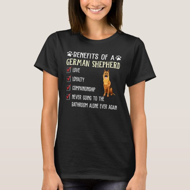 Camiseta Beneficios De Un Perro De Pastor Alemán (Anverso)