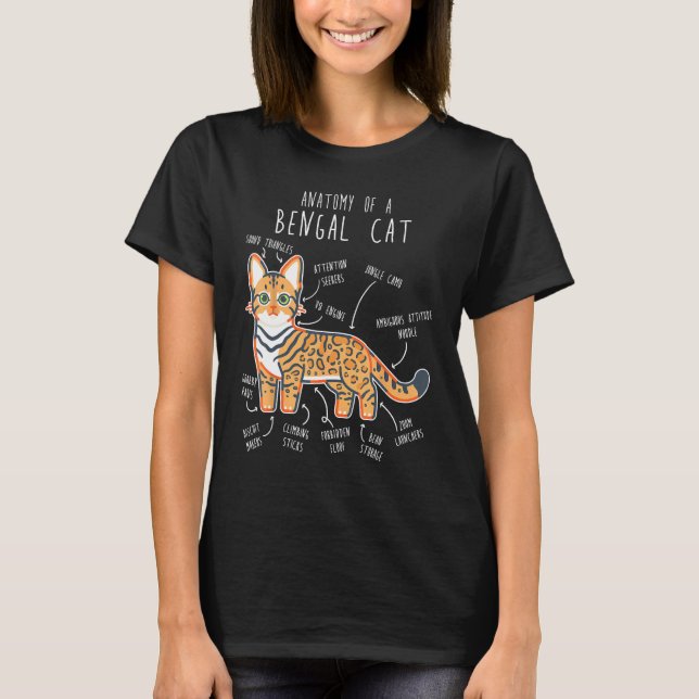 Camiseta Bengal Cat Anatomy  Cute Pet Bengal Mom Cat Dad (Anverso)